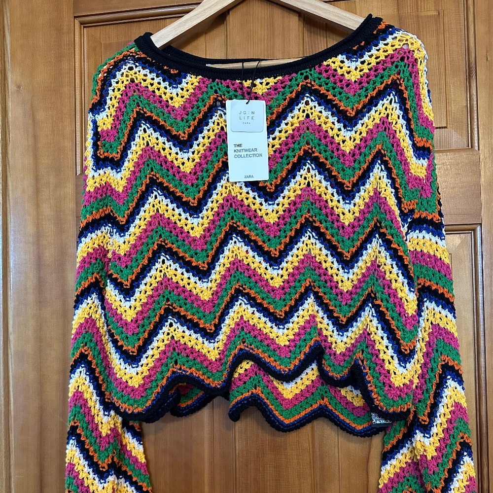 NWT Zara Cotton Knit Cropped Sweater